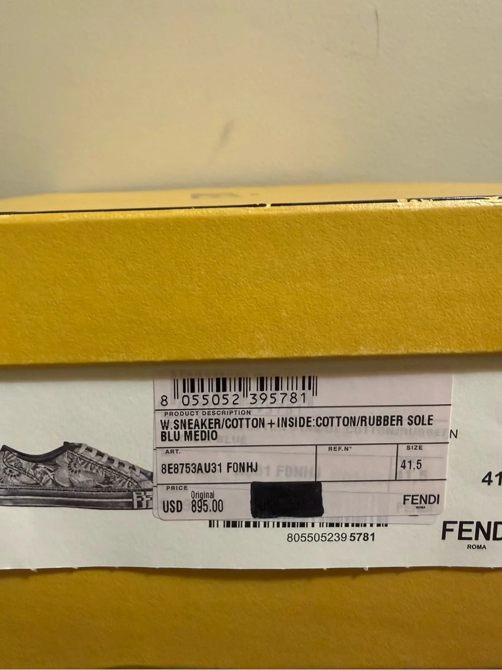Fendi Blue Denim FF Logo Sneakers with White Laces